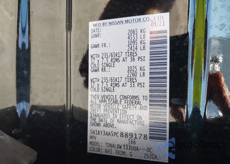 2023 Nissan Rogue S Fwd z USA, uszkodzony, nr VIN 5N1BT3AA5PC889178